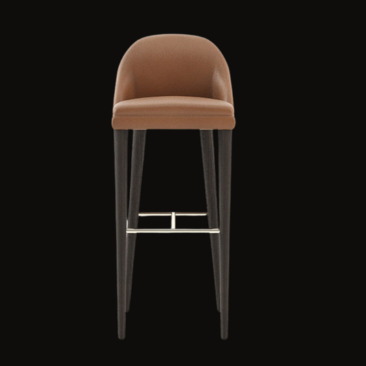 Classic Brown Faux Leather Bar Stool with Tapered Legs and Footrest