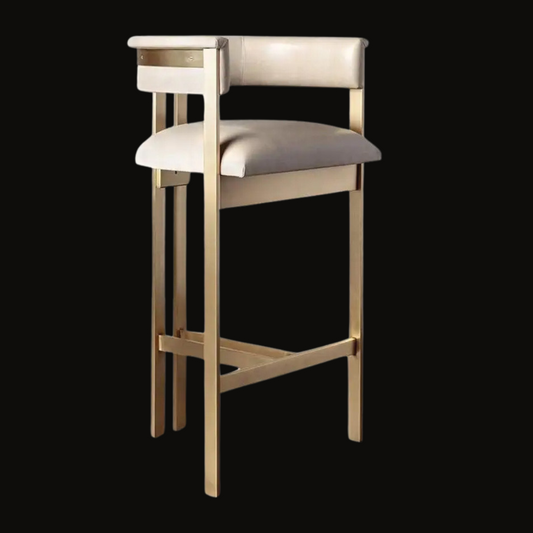 Modern Gold Bar Stool with Upholstered Seat and Backrest
