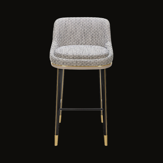 Modern Textured Upholstered Bar Stool with Gold Accents