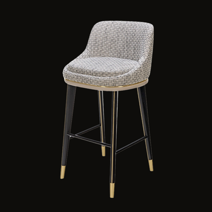 Modern Textured Upholstered Bar Stool with Gold Accents