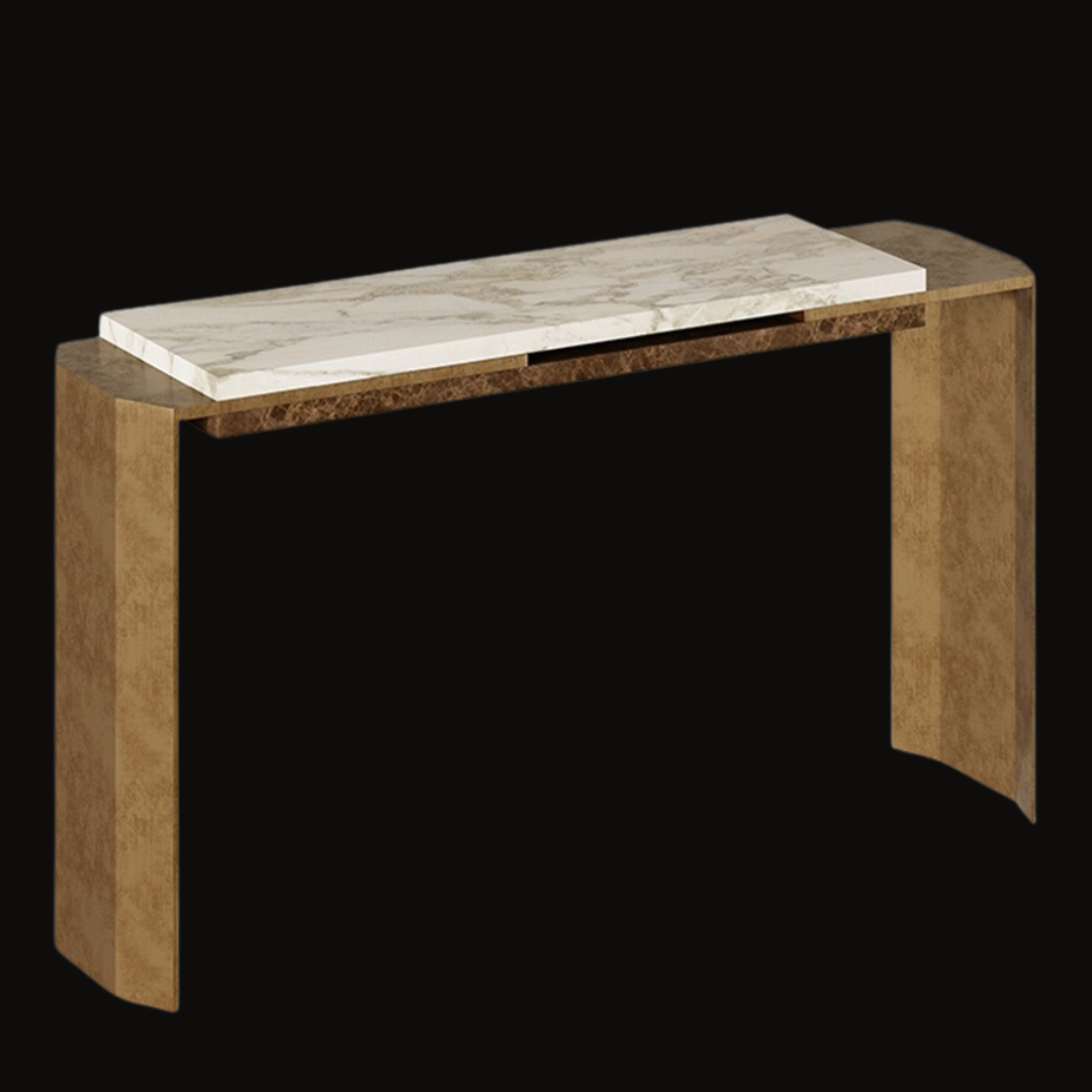 Sophisticated Marble Console Table with Dual-Tone Finish