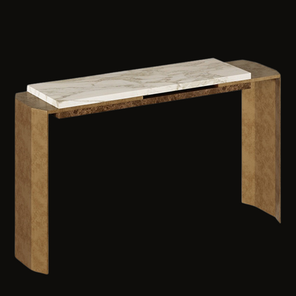 Sophisticated Marble Console Table with Dual-Tone Finish