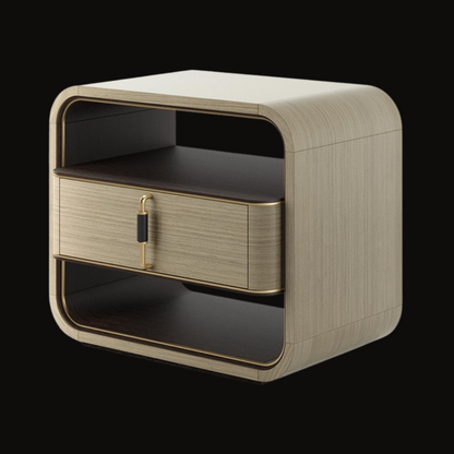 Modern luxury night table with drawer in wood and metal finish - perfect for contemporary bedrooms