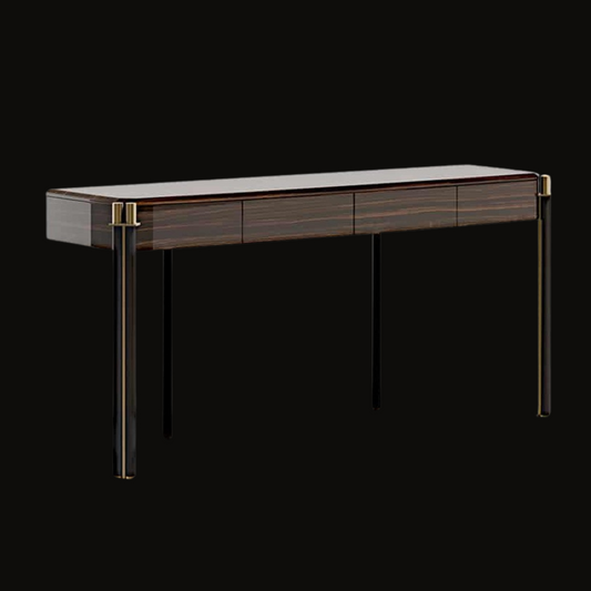 Dark Wood and Brass Accented Console Table