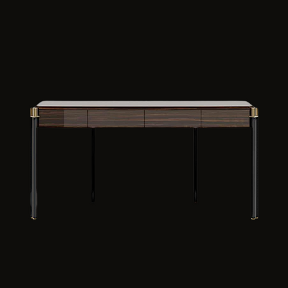 Dark Wood and Brass Accented Console Table