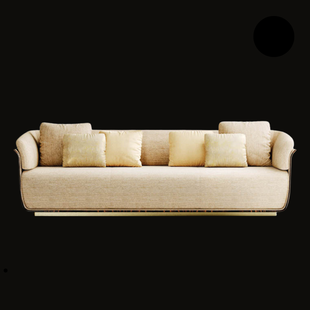 Luxury beige upholstered sofa with gold accents – modern living room furniture