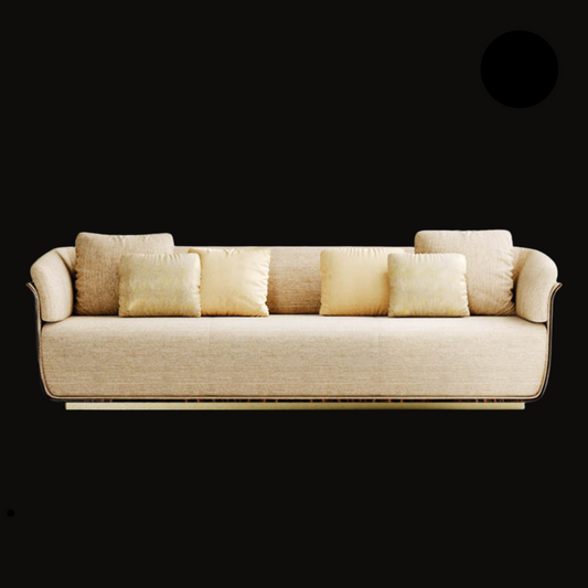 Luxury beige upholstered sofa with gold accents – modern living room furniture