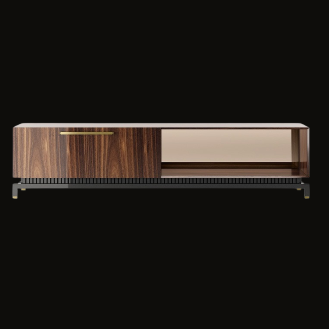 Modern Wooden TV Unit with Gold Accents
