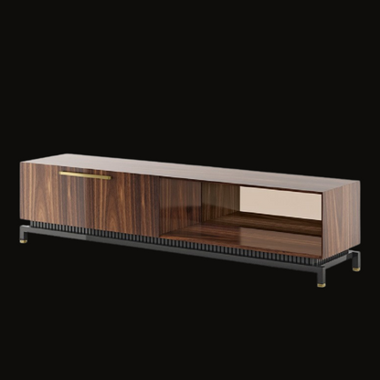 Modern Wooden TV Unit with Gold Accents