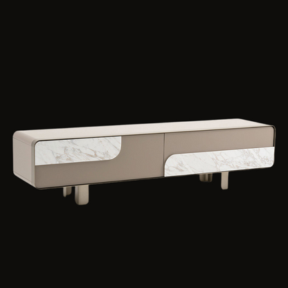 Modern TV Unit with Marble Accents and Sleek Design