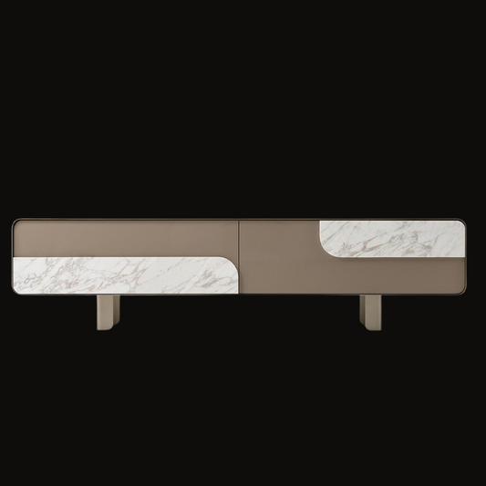 Modern TV Unit with Marble Accents and Sleek Design